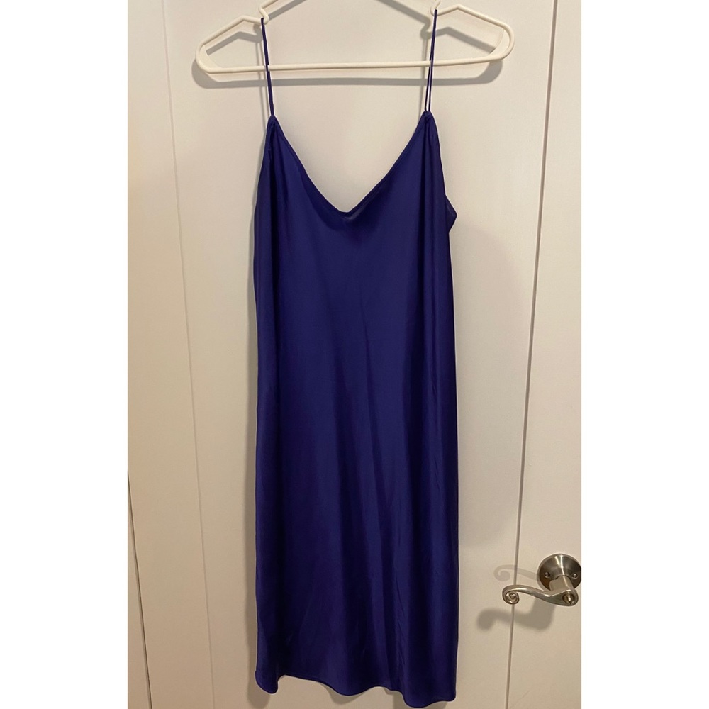 Massimo Dutti Silky Satin Blue Slip